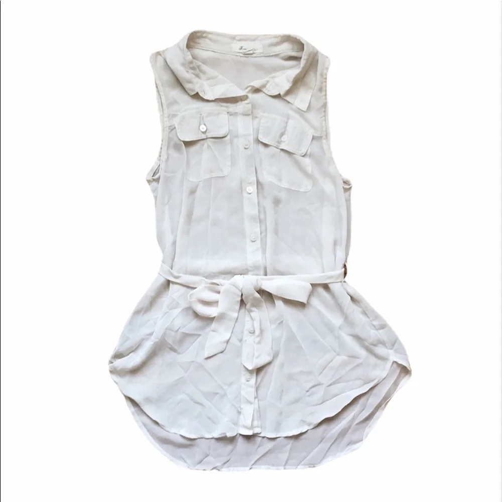 Forever21 Cream Button Down Blouse - Picture 1 of 5